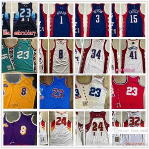 Mitchell and Ness 1996 West East All-Star 농구 유니폼 남자 Real Ed 1 Tracy 3 Allen McGrady Iverson 15 Carter 23 James Allstar 2004