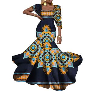 Vestidos de festa da Bintarealwax Vestidos Africanos para mulheres Casamento elegante Lady Cera Print Plus Size Size Longa Vestido KG920