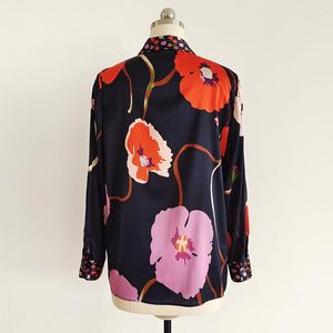 Женские блузки Quality шелк высокая блузка 2022 весна летняя цветочная принцип Элегантная офисная женская рубашка