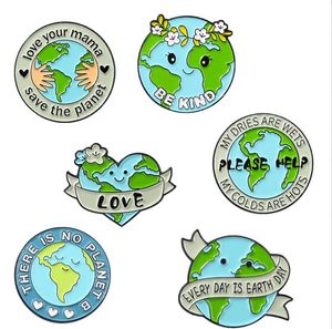 Cartoon-Schmuckbroschen zum Schutz der Erde, Brosche aus Metalllegierung, Metallabzeichen