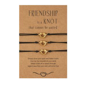Good Friend Card Armband Creative rostfritt stål Knutvaxtråd vävt armband