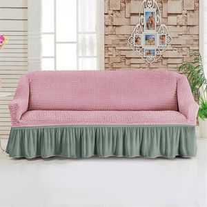 Stol täcker l form bubble design soffa för vardagsrum set säte anti slip soffa slipcover bomullstyg med kjol spets 1-4 sits268u
