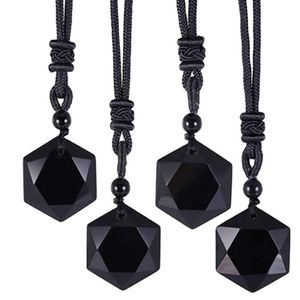 Hanger kettingen Zwarte obsidiaanse sterren Lucky Amulet Love Natural Energy Stone ketting voor vrouwen mannen Crystal Pendulum Jewelry300D