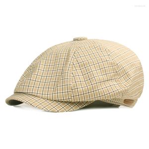 Berets 2022 Casual Men Hats Retro For Women Cotton Visirs Plaid Decorative HerringBone Flat Caps Artist Peaked Sboy Cap