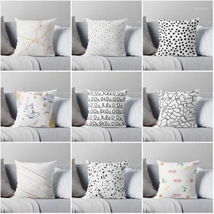 Pillow Black And White Home Pillowcase Cover Autumn Simple Modern Living Room Decoration Sofa Bed 45 Line Velvet