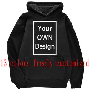 Erkek Hoodies Sweatshirts Kendi Tasarım Markası /Resim Özel Erkekler Kadın Diy Sweatshirt Sıradan Hoody Giyim 14 Renk Gevşek Moda 221119