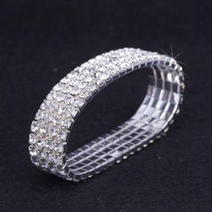 12 stuks rij kristal diamante strass elastische bruidsbangband armband rek hele bruiloft accessoires voor vrouwen331N