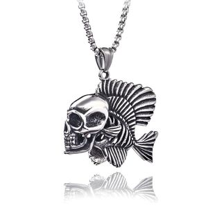 Fashion Nightclub Clownfish Stainless Steel Pendant Necklace Men's Punk Hip Hop Big Jewelry