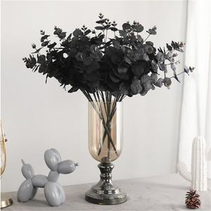 Simula￧￣o Black Eucalyptus folha flor falsa Flor simples decora￧￣o de casa Lysimachia Planta artificial GC1814