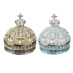 Crown Trinket Jewelry Box Fleur de lis złoto metalowe rzemiosło dekoracje domu nowość ślub Prezenty i