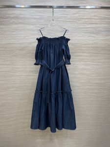 Casual Dresses Designer Designs Denim Heavy Work Collar Off Shoulder Dress