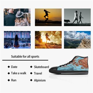 Männer Stitch Schuhe Kundenspezifische Turnschuhe Leinwand Frauen Mode Schwarz Weiß Mid Cut Atmungsaktive Wanderschuhe Jogging Color15