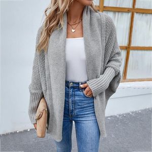 Women's Knits Woman Sweater Cardigan 2022 Autumn/winter Solid Color Bat Sleeve Patchwork Woman's Clothing Drop Sale MMYD2836