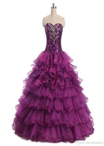 在庫2021 Quinceanera Dresses Ball Gowns with Organza Ruffles Beading for Sweet 15 Prom Party QC4517724631