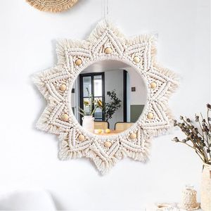 Гвости макраме зеркало стена висят боховый орнамент тканый декоративный круглый деревенский бахровый искусство