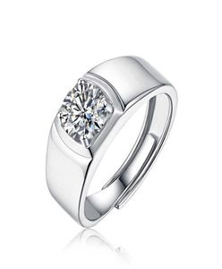 Justerbar öppning White Moissanite Par Rings CT CT CT CT Wedding Party Anniversary Simplicity Fashion Silver Jewelry7846603