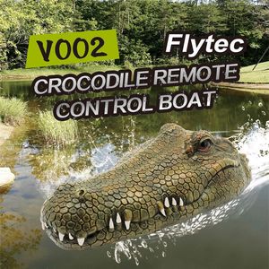 Flytec V002 Simulação Cabeça de Crocodilo RC Boat 2 4G Controle remoto Brinquedos elétricos 15 km H Velocidade da cabeça da cabeça da cabeça de crocodilo MX200414283E