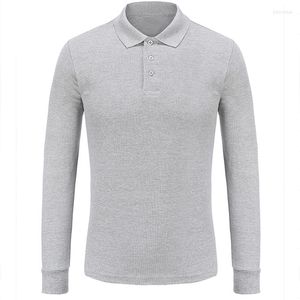 Polo da uomo autunno cotone tinta unita di alta qualità polo moda casual manica lunga oversize sport top