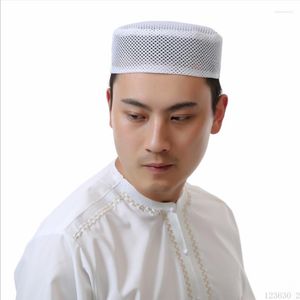 Berets Eid Gebet Türkische Männer Kufi Schwarz Saudi Kopfschmuck Kippah Islamische Hut Muslimische Männer Kleidung Hüte Für Jüdische Kappe Mesh