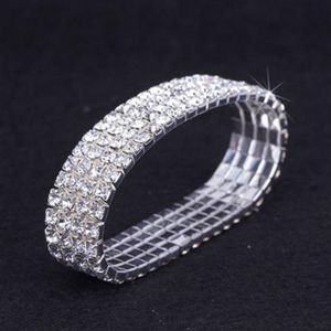 12 Stücke Reihenkristall Diamante Strass elastisches Brautarmband Dehnung ganzer Hochzeitszubehör für Frauen266K