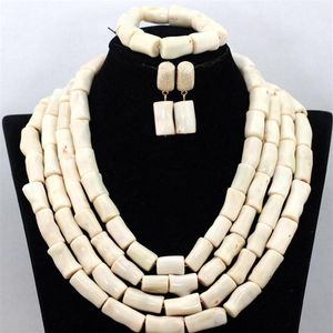Örhängen halsband grädde vit afrikansk kostym smycken set skönhet korall pärlor bröllop för kvinna cnr444279a