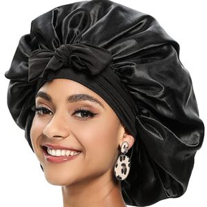 Nuove cuffie da doccia per donne solide Cuffia in raso Macchia di moda Cofano grande setoso per Lady Sleep Cap Headwrap Hat Accessori per avvolgere i capelli