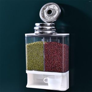 Bottiglie di stoccaggio Dispenser per cereali da cucina Contenitore a parete Barili di riso Sigillato per alimenti secchi Pressa per cereali