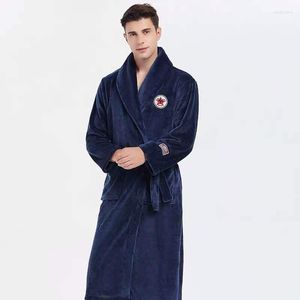 Mäns sömnkläder Autumn Winter Flanell tjocka varma män Daisy Casual Kimono Bathrobe Plus Size 4XL Nightgown Man Home Wear