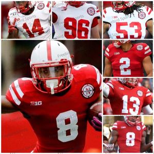 Nebraska Huskers 7 Scott Frost Futbol Forması 93 Ndamukong SUH8 Abdullah 80 Kenny Bell Beyaz Kırmızı Kolej Futbol Formaları Özel Erkekler Çocuklar Gençlik Dikişli