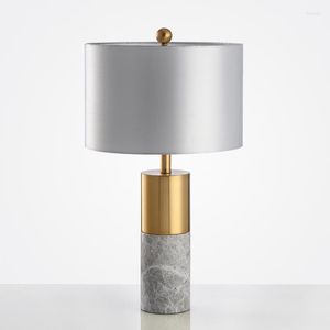 Table Lamps Simple Modern Light Luxury Marble Creative Stone Copper Plated Villa Living Room Bedroom Bedside Lamp