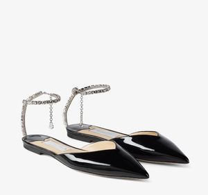 Top Luksusowe kobiety Saeda Flat Crystal Sandals Buty Design So High Plateau Sandal Blidal Black Wedding Party Lady High Heels Mule Oryginalne pudełko 35-43