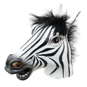 Fun Halloween Mask Realistic Latex Horse Head Interesting Party Masquerade Masks Silicone Face Zebra Mask2583