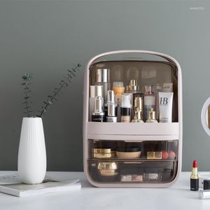 Aufbewahrungsboxen Luxury Cosmetics Box Großkapazität Desktop staubdichter Schminktisch Lippenstift Hautpflege Make -up Organizer