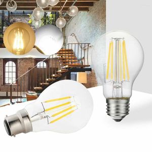 Retro-LED-Glühlampe, 2 W, 4 W, 6 W, 8 W, A60, Bajonett-Vintage-Edison-Glühbirne, klares Glasgehäuse, AC 220 V
