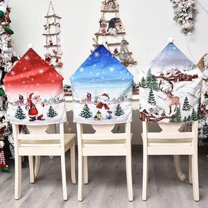 Capas de cadeira Cover Jantar mesa de jantar Papai Noel, boneco de neve de boneca de volta para decoração de natal decoração de materiais de decoração