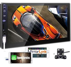 Автомобильная стереосистема Double Din o Радио Apple Carplay Android Auto и резервная камера Bluetooth 7-дюймовый сенсорный экран Автомобильный o MP5-плеер FM USB SD AUX Mirror Link5836174