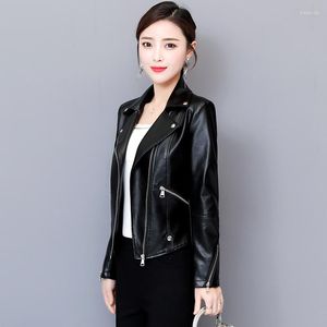 Kvinnor l￤der 2022 Spring Fashion Slim Coats and Jackets Women Montone Jacket av h￶g kvalitet ￤kta kvinnors f￥rskinns blixtl￥srock