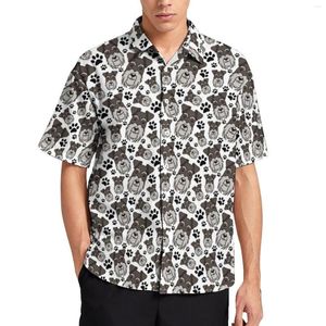 Herren-Freizeithemden, Hündchen-Hawaii-Hemd, süßer Standard-Schnauzer, Herren-Neuheitsblusen, Sommer-Kurzarm