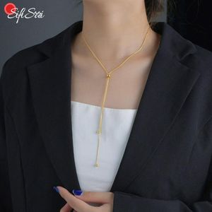 Chains Sifisrri Pull-out Adjustable Round Snake Necklace Stainless Steel For Women Girl Party Fashion Unisex Wrist Jewelry Gift292f