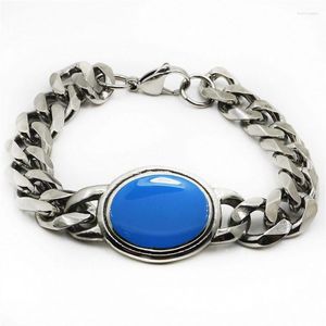 Bangle Whole 316L Stainless Steel Salman Khan Bracelet With Blue Gems Nature Stone Chain Link Bracelets Melv222844