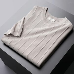 メンズTシャツ高品質のニットTシャツレジャー春と夏のファッションスリム