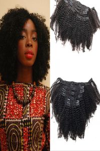 4c Afro Kinky Curly Clip в удлительном удлинении Asian Remy Human Hair Clip ins Full Head 7 PCSSet fdshine4320965