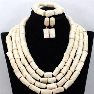 Kolczyki Naszyjnik kremowy biały afrykański zestaw biżuterii Piękno koraliki koralowce ślub dla kobiety CNR444230p