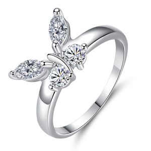 Butterfly Shining Crystal Cyrron Pierścień dla kobiet Księżniczka Luksusowe pierścionki biżuterii
