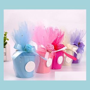 Party Favor European Style Wedding Supplies Candy Box Diy Tinplate Gauze Small Iron Bucket 4 Color Creative Decoration Drop Delivery Dhuqa