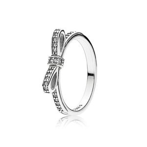 Bow Rings Women with Original Box S925 Sterling Silver för Pandora Princess Wish Birthday Gift Christmas Cz Diamond Wedding Birthday Presents Jewelry R019