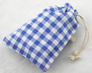 Embrulho de presente 10x14cm Blue Cross Cross Vintage Cotton Burlap Jute Favor de bolsas de casamento bolsas de festa de casamento