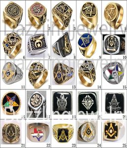 Estilos de mezcla de acero inoxidable Maoson Masonic And Master Ring Demolay Knights Templars de Columbus Sword Shield Armor Cross Frate1685858