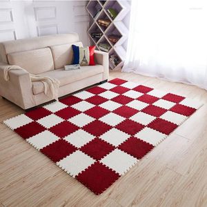  Urijk 1pc EVA Foam Suede Puzzle Mat - Long Fluff FoAM carpets and rugs for Kids Room, Living Room Patchwork Design