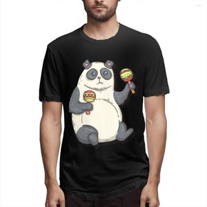 Herr t-skjortor panda med maracas mode 3d utskrift bomullstopp toppar sommar kort￤rmad runda hals m￤n t-shirt
